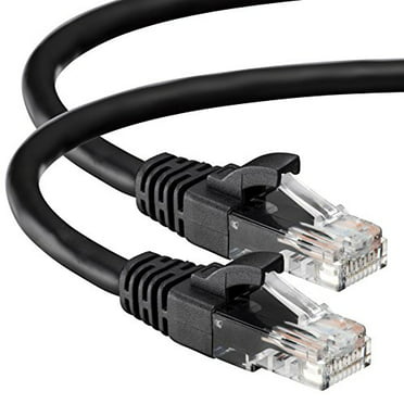 Flat Ethernet Cable Black 550 MHZ ACL 15 Feet RJ45 Ultra Premium 32AWG Cat6 5 Pack 